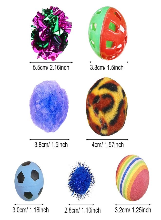 Allazone 35 PCS Cat Toys Balls Set, 7 Style Pompoms Kitten Toy Paper Balls Thread Ball, Foam Balls for Cats Colorful Rainbow Ball, Interactive Cat Toy for Cats to Play, Training - Image 3